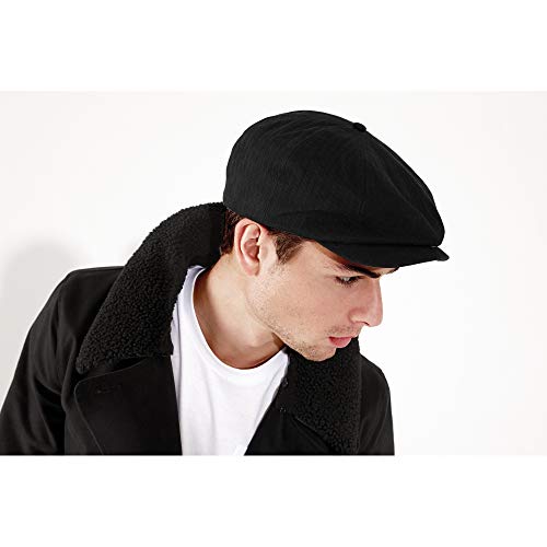 Beechfield - Gorra clásica modelo Newsboy para hombre (S/M/Negro)