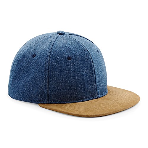 Beechfield - Gorra / Visera Piel melocoton Modelo Snapback Unisex Hombre/Mujer (Talla Única/Azul vaquero)