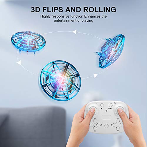 Beedove Mini UFO Drone, Recargable Giratorias De 360 °Control de Mano Bola de Vuelo con Inducción Infrarroja Sensores Luces LED Fácil de operar, cumpleaños para Principiantes, niños y Adultos