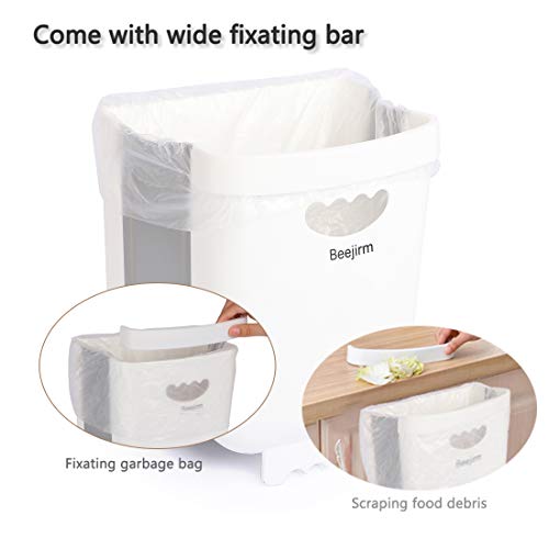 Beejirm Cubo de Basura Plegable Colgante para Cocina, Mini Papelera Cocina Bote Contenedor de Basura Plegable Pequeño de Plástico para Puerta de Gabinete Coche Dormitorio (Blanco)