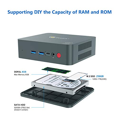 Beelink U57 Mini PC Windows 10, Intel Core i5-5257U Procesador (hasta 3.10GHz), Mini Computadora de Escritorio con 8G RAM+ 256G SSD/Dual HDMI/Dual WiFi/Tipo C/Gigabit Ethernet/BT 4.0