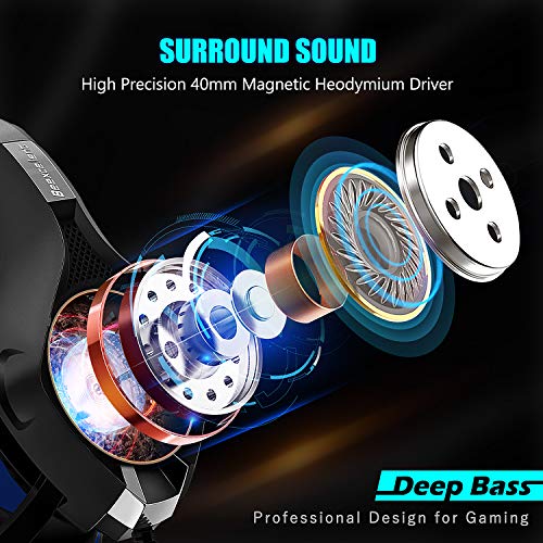 Beexcellent GM-1 - Auriculares Gaming para PS4, PC, Xbox one, PlayStation - Psone, Cascos Ruido Reducción de Diademas Cerrados Profesional con Micrófono Limpio Sonido 3.5mm, Azul Beexcellent GM-1 - Auriculares Gaming para PS4, PC, Xbox one, PlayStation - Psone, Cascos Ruido Reducción de Diademas Cerrados Profesional con Micrófono Limpio Sonido 3.5mm, Azul