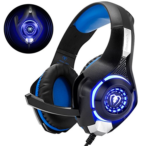 Beexcellent GM-1 - Auriculares Gaming para PS4, PC, Xbox one, PlayStation - Psone, Cascos Ruido Reducción de Diademas Cerrados Profesional con Micrófono Limpio Sonido 3.5mm, Azul