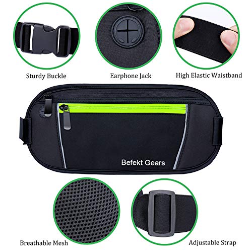 Befekt Gears Riñonera Deportiva, Riñonera Running Mujer Hombre Impermeable con Bandas Reflectantes Agujero del Auricular Ideal para 6,5 Pulgadas de móvil Phone XS MAX/X, Xiaomi, Huawei etc.