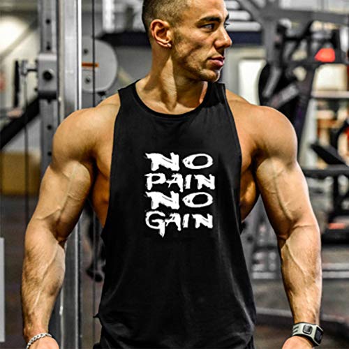 Befox Camiseta Deportiva De Tirantes para Hombre con Texto NO Pain NO Gain Befox Camiseta Deportiva De Tirantes para Hombre con Texto NO Pain NO Gain