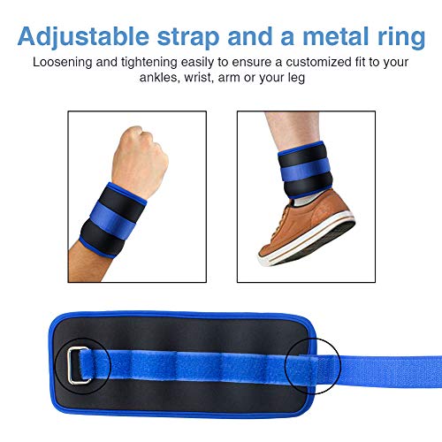 BeGrit Pesas de Tobillo Ajustables con Correa de Velcro para piernas, Resistencia y muñeca, 2 Unidades para Ejercicio, Gimnasio, Correr, Fitness, Correr, aeróbic (Azul, 0.25kg)