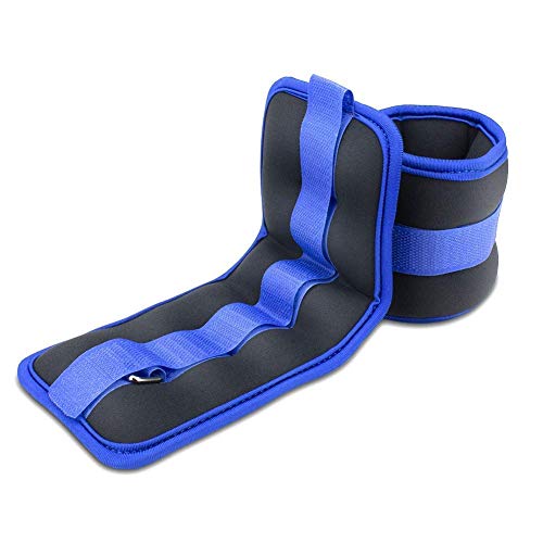 BeGrit Pesas de Tobillo Ajustables con Correa de Velcro para piernas, Resistencia y muñeca, 2 Unidades para Ejercicio, Gimnasio, Correr, Fitness, Correr, aeróbic (Azul, 0.25kg)