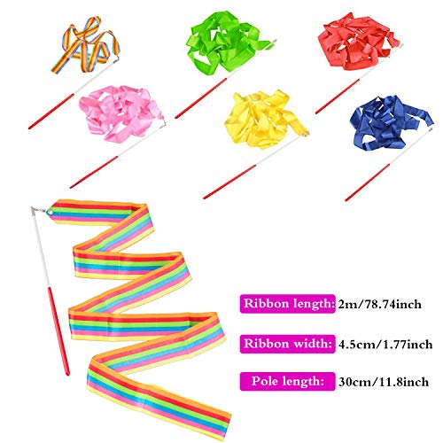 BEIFON 6Pcs 2 Metros Cintas de Danza Gimnasias Rítmicas Streamers Cintas de Baile Cinta con una da Vueltas, Giro de bastón, para Niñas Bailarinas Gimnasia Entrenamiento Actividades Divertidas BEIFON 6Pcs 2 Metros Cintas de Danza Gimnasias Rítmicas Streamers Cintas de Baile Cinta con una da Vueltas, Giro de bastón, para Niñas Bailarinas Gimnasia Entrenamiento Actividades Divertidas