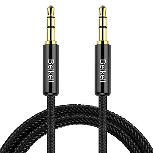 Beikell Cable de Audio Jack, Cable Audio 3.5mm Macho Macho Nylon Trenzado Cable Auxiliar Estéreo para Audio de Coche, Altavoz, Ordenador, Auriculares, Phone, iPod, iPad, Echo Dot, MP3 y Más(1.2M)