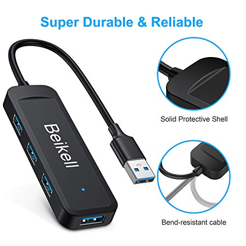 Beikell Hub USB 3.0 con 4 Puertos, Concentrador Adaptador USB Data Hub Ultrafino de Alta Velocidad-5Gbps con Indicador LED para PC, Portátil, MacBook, PS4, Xbox, USB Flash Drives y más Beikell Hub USB 3.0 con 4 Puertos, Concentrador Adaptador USB Data Hub Ultrafino de Alta Velocidad-5Gbps con Indicador LED para PC, Portátil, MacBook, PS4, Xbox, USB Flash Drives y más