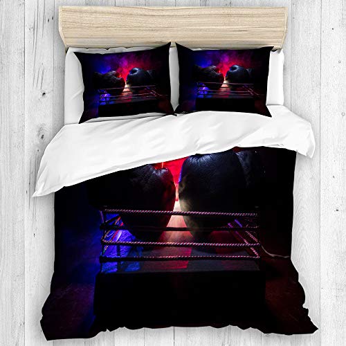 BEITUOLA Bedding Juego de Funda de Edredón,Ring de Boxeo vacío con Cuerdas Rojas para el Partido en el Estadio Arena,Microfibra Funda de Nórdico y Fundas de Almohada - 240 x 260cm