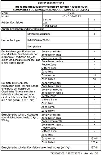 Beko HDMC 32400 TX - Placa Modular Hdmc32400Tx Con 2 Zonas Vitrocerámicas