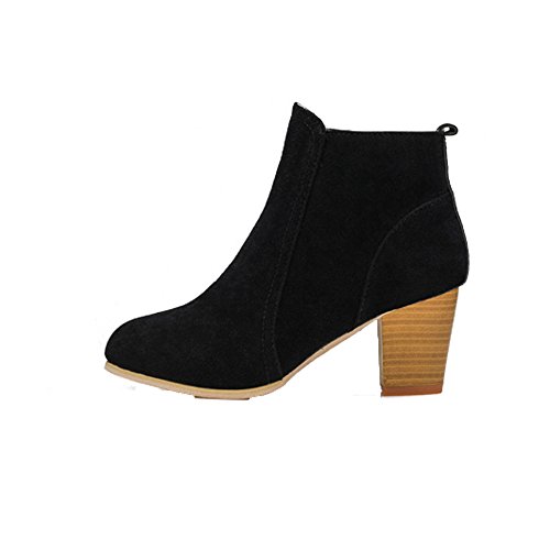 Beladla Zapatos De Mujer Botines Cortos Cabeza Redonda TalóN Grueso TacóN Alto Femenino Botas Navidad Invierno Moda Ocio TalóN Grueso Espesor del Zapato Zapatos Inferiores