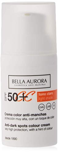 Bella Aurora Crema Facial con Color y Protección Solar 50+ Anti-Manchas para Piel Normal o Seca, Tono Claro 30 ml (4096200) Bella Aurora Crema Facial con Color y Protección Solar 50+ Anti-Manchas para Piel Normal o Seca, Tono Claro 30 ml (4096200)
