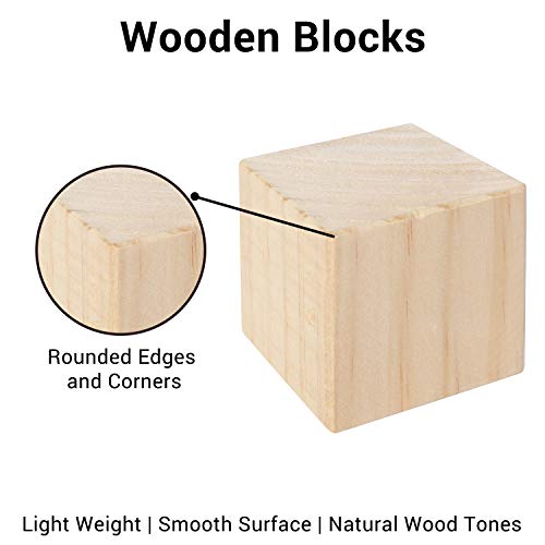 Belle Vous Cubos de Madera (Pack de 15) - Bloques Madera Natural sin Acabado (5x5x5cm) - Cubo Madera Lijado Suave para Bloques de Fotos, Suministros Manualidades, Proyectos Puzzle, Juguetes