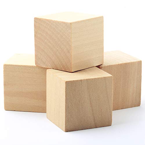 Belle Vous Cubos de Madera (Pack de 15) - Bloques Madera Natural sin Acabado (5x5x5cm) - Cubo Madera Lijado Suave para Bloques de Fotos, Suministros Manualidades, Proyectos Puzzle, Juguetes