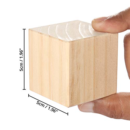 Belle Vous Cubos de Madera (Pack de 15) - Bloques Madera Natural sin Acabado (5x5x5cm) - Cubo Madera Lijado Suave para Bloques de Fotos, Suministros Manualidades, Proyectos Puzzle, Juguetes