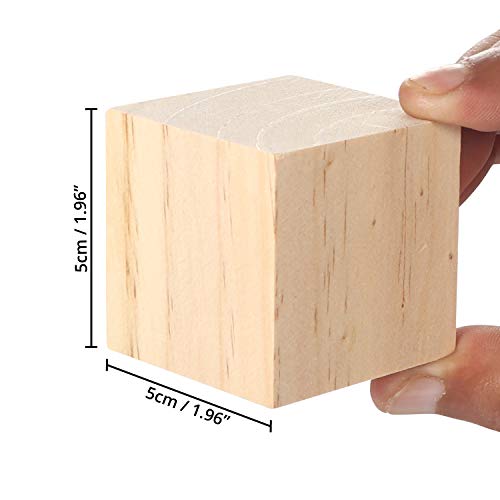 Belle Vous Cubos de Madera (Pack de 20) - Bloques Madera Natural sin Acabado (5x5x5cm) - Cubo Madera Lijado Suave para Bloques de Fotos, Suministros Manualidades, Proyectos Puzzle, Juguetes