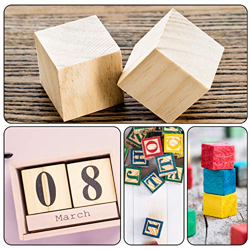 Belle Vous Cubos de Madera (Pack de 20) - Bloques Madera Natural sin Acabado (5x5x5cm) - Cubo Madera Lijado Suave para Bloques de Fotos, Suministros Manualidades, Proyectos Puzzle, Juguetes