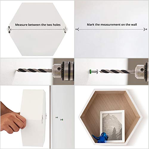 BELLE VOUS Estantería Hexagonal Flotante (Pack de 3) - Estante Pared MDF Blanco con Tornillos y Tacos de Pared - Estantes para Pared 3 Tamaños Diferentes Decorativo, Sala de Estar, Cocina, Oficina BELLE VOUS Estantería Hexagonal Flotante (Pack de 3) - Estante Pared MDF Blanco con Tornillos y Tacos de Pared - Estantes para Pared 3 Tamaños Diferentes Decorativo, Sala de Estar, Cocina, Oficina