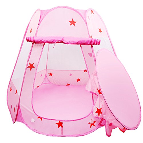 BelleStyle Tienda de Juegos para Niños, Pop Up Princesa Piscina de Bolas Castillo Plegable para Niños en Interiores y Exteriores Uso (Rosa)