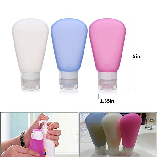 Bello Luna 3 Unids Botellas de Viaje Recipientes de Viaje Rellenables de Silicona a Prueba de Fugas Cosméticos Envase de Tocador para Champú Loción Gel de Ducha Bello Luna 3 Unids Botellas de Viaje Recipientes de Viaje Rellenables de Silicona a Prueba de Fugas Cosméticos Envase de Tocador para Champú Loción Gel de Ducha