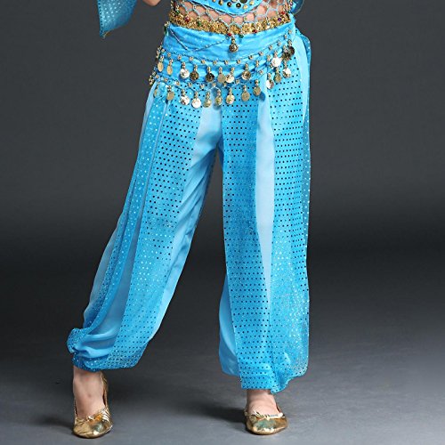BellyQueen Maillot Danza de Vientre Traje de Danza 7 Piezas Top Pantalones Accesorios para Fiesta Carnaval Disfraz Niña 6-8 Años - Azul BellyQueen Maillot Danza de Vientre Traje de Danza 7 Piezas Top Pantalones Accesorios para Fiesta Carnaval Disfraz Niña 6-8 Años - Azul