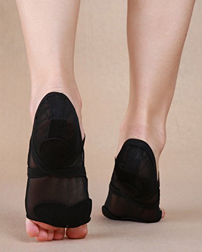 BELLYQUEEN Zapatos Danza del Vientre Transpirable Cuero Vacuno Calcetines Antideslizantes para Yoga Ballet Baile Descalzo - Negro L 38-39