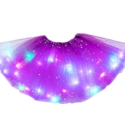 BELTI Niños Niñas LED Light Up Glitter Star Lentejuelas Ballet Danza Tul Tutu Falda 3-12T