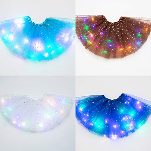 BELTI Niños Niñas LED Light Up Glitter Star Lentejuelas Ballet Danza Tul Tutu Falda 3-12T