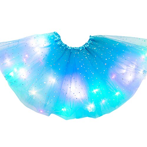 BELTI Niños Niñas LED Light Up Glitter Star Lentejuelas Ballet Danza Tul Tutu Falda 3-12T