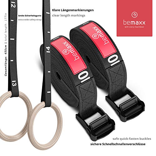 BeMaxx Anillas de Gimnasia de Madera Fitness + Anclaje para Puerta & guía de Ejercicios | Set de Entrenamientos gimnásticos & Correa + Hebillas | Crossfit, Gimnasio, Deporte en casa | Adultos Niños BeMaxx Anillas de Gimnasia de Madera Fitness + Anclaje para Puerta & guía de Ejercicios | Set de Entrenamientos gimnásticos & Correa + Hebillas | Crossfit, Gimnasio, Deporte en casa | Adultos Niños