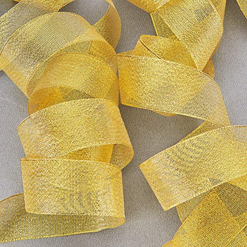 BENECREAT 114m (5 Rollos x 22m) 38mm de Ancho Brillo Superior metalico Chispa Tela Cinta para Boda, Vacaciones, Decoracion del hogar, Papel de Regalo (Oro) BENECREAT 114m (5 Rollos x 22m) 38mm de Ancho Brillo Superior metalico Chispa Tela Cinta para Boda, Vacaciones, Decoracion del hogar, Papel de Regalo (Oro)