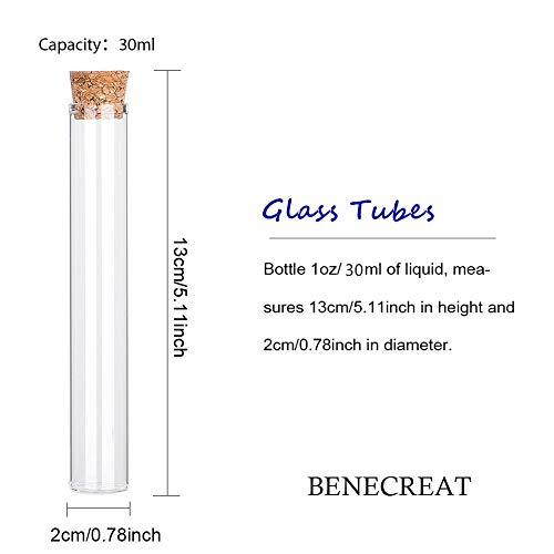 BENECREAT 20 Pack 30ml Botella de Vidrio Transparente con Corcho para Manuaildad de Artesanía Decoración de Boda y Fiesta 13x2cm