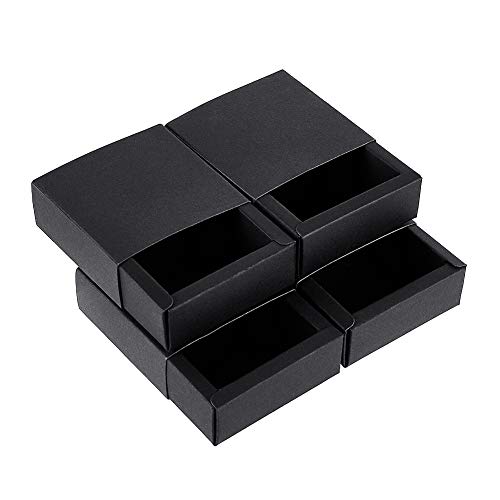 BENECREAT 20 Pack Caja de Cartón Kraft Cajas de Regalo para Fiesta Superior Envase de Joyería - Negro 8.3x8.3x3.3cm