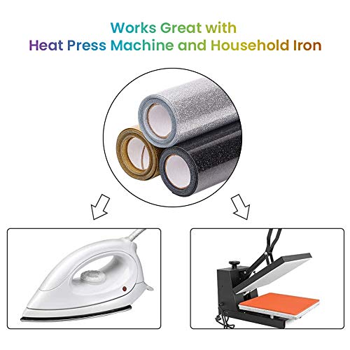 BENECREAT 2mx30cm Rollo de Vinilo de Transferencia de Calor con Purpurina para Planchar en Rollo de Vinilo para Hacer y Decorar Bolsas de Camisetas para Ropa, Color Oro BENECREAT 2mx30cm Rollo de Vinilo de Transferencia de Calor con Purpurina para Planchar en Rollo de Vinilo para Hacer y Decorar Bolsas de Camisetas para Ropa, Color Oro