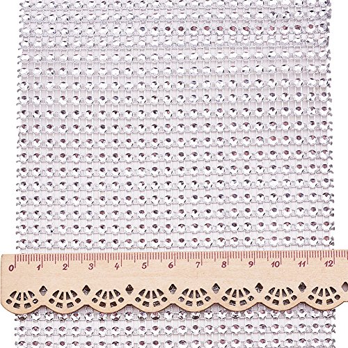 BENECREAT 9.14m Diamante espumoso Brillante Rollo de Cinta de Malla de Diamantes de Imitacion para Manualidades, Decoraciones para Eventos, Pastel de Bodas, Cumpleanos, 12cm, 24 Fila (Plata) BENECREAT 9.14m Diamante espumoso Brillante Rollo de Cinta de Malla de Diamantes de Imitacion para Manualidades, Decoraciones para Eventos, Pastel de Bodas, Cumpleanos, 12cm, 24 Fila (Plata)
