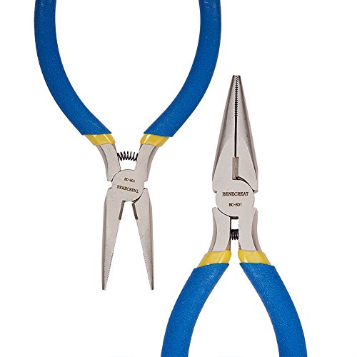 BENECREAT BC-801 125mm Alicate de Joyeria Artesanal de Acero Inoxidable Cadena Corta Pinza de Punta Plana Azul con Corte Lateral BENECREAT BC-801 125mm Alicate de Joyeria Artesanal de Acero Inoxidable Cadena Corta Pinza de Punta Plana Azul con Corte Lateral