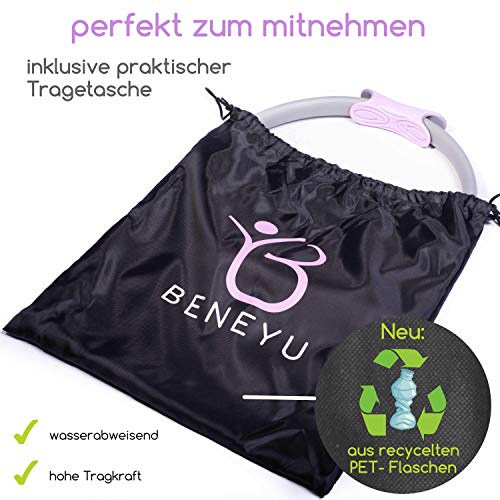 beneyu® Multifunctional Aro de Pilates - Ligero y Acolchado con Empuñaduras de Goma Antideslizantes y Ergonómicas (⌀36cm) +PDF en alemán