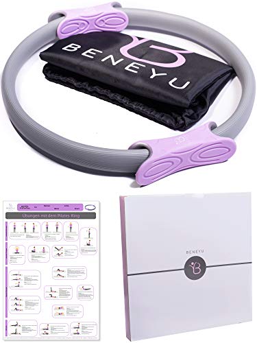 beneyu® Multifunctional Aro de Pilates - Ligero y Acolchado con Empuñaduras de Goma Antideslizantes y Ergonómicas (⌀36cm) +PDF en alemán