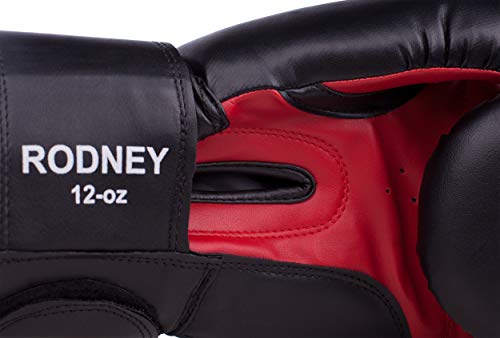 Benlee Rocky Marciano Rodney - Guante de boxeo (PVC), color negro /rojo, talla 14 Benlee Rocky Marciano Rodney - Guante de boxeo (PVC), color negro /rojo, talla 14