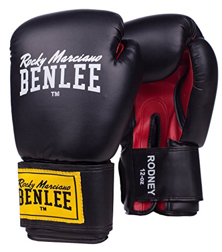 Benlee Rocky Marciano Rodney - Guante de boxeo (PVC), color negro /rojo, talla 14 Benlee Rocky Marciano Rodney - Guante de boxeo (PVC), color negro /rojo, talla 14