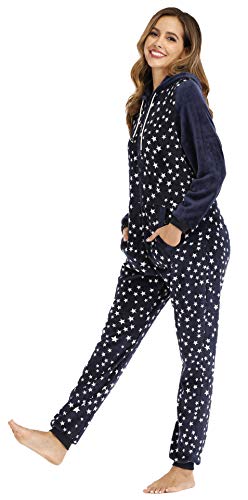 BERDITH - Pijama de forro polar todo en una pieza para saltar el sueño, talla grande de invierno BERDITH - Pijama de forro polar todo en una pieza para saltar el sueño, talla grande de invierno