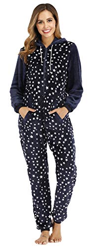 BERDITH - Pijama de forro polar todo en una pieza para saltar el sueño, talla grande de invierno