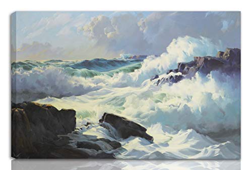 Berkin Arts Frederick Judd Waugh Estirado Giclee Imprimir en Lienzo-Pinturas Famosas Arte Fino Póster-Reproducción Decoración de Pared Listo para Colgar(Surf Surf) #NK