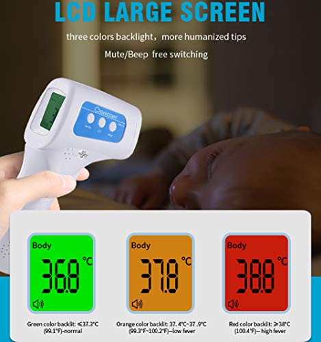 Berrcom termómetro de frente infrarrojo sin contacto, pantalla digital retroiluminada de tres colores Temperatura de lectura instantánea de bebés Berrcom termómetro de frente infrarrojo sin contacto, pantalla digital retroiluminada de tres colores Temperatura de lectura instantánea de bebés