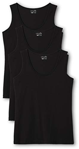 Berydale Camiseta sin mangas de mujer, pack de 3, Negro (Schwarz), Small