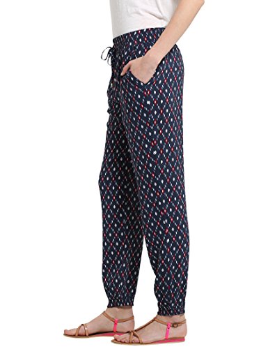 Berydale Pantalones de tela suaves de mujer, Azul Marino/Rojo/Azul/Beige, 36