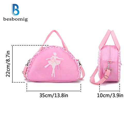 besbomig Bolsa de Ballet Danza Personalizada Bailarina Bolsa de Hombr de Nailon para Niña Deporte Gimnasio Viaje Escuela Bag con Encaje Bowknot, Morado