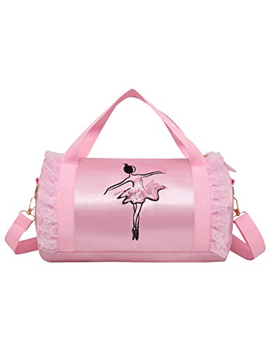 besbomig Bolsas de Baile para niñas Bandolera Diseño de Princesa cilíndrico,Rosado, Bolsa Niños Lindos Bordado Mochila Regalo de Cumpleaños